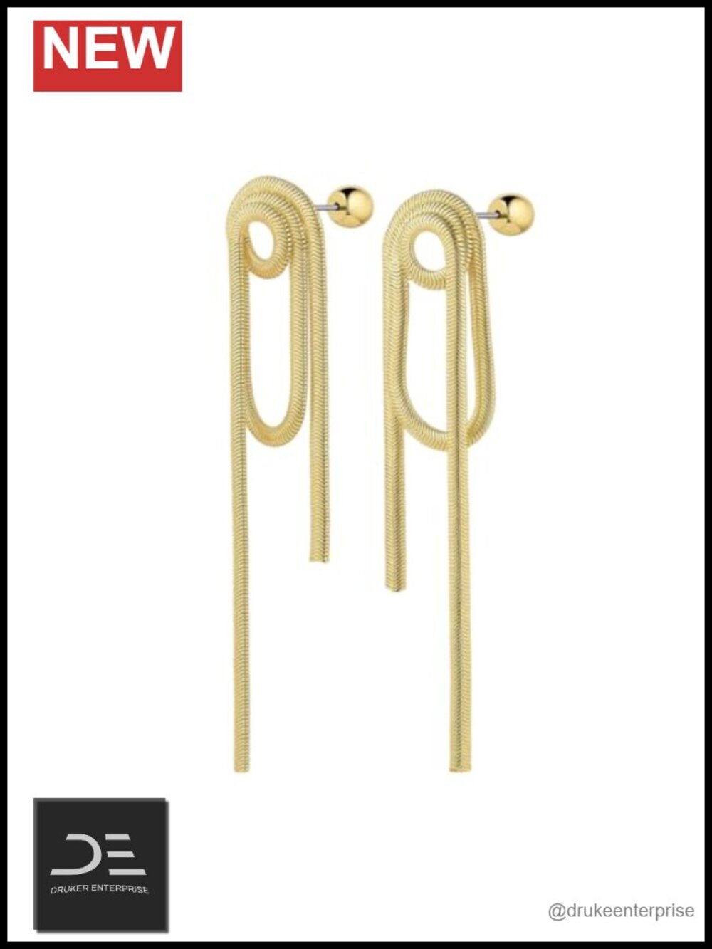18K Gold Plated Drop Dangle Earrings Post Back Surgical Steel